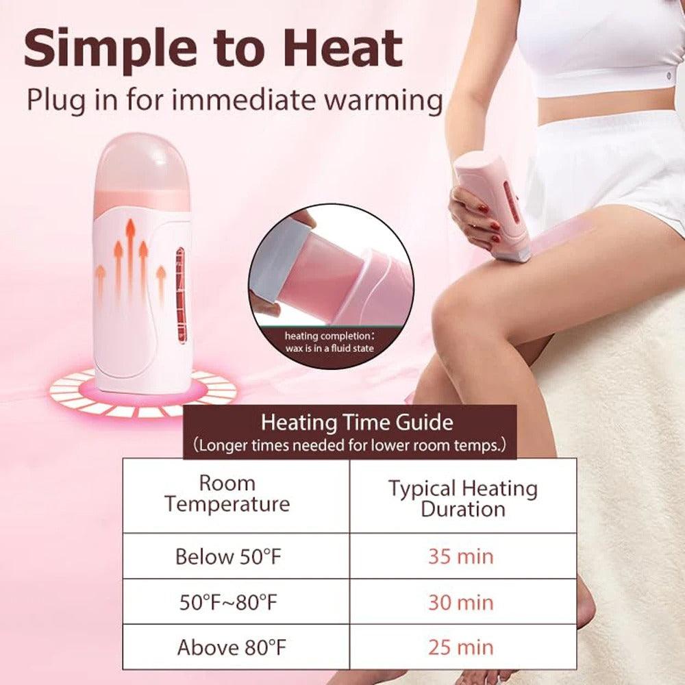 Wax Heater Kit 3in1 | Roll-on Hair Removal Kit With Heater, Wax Refill & Strips