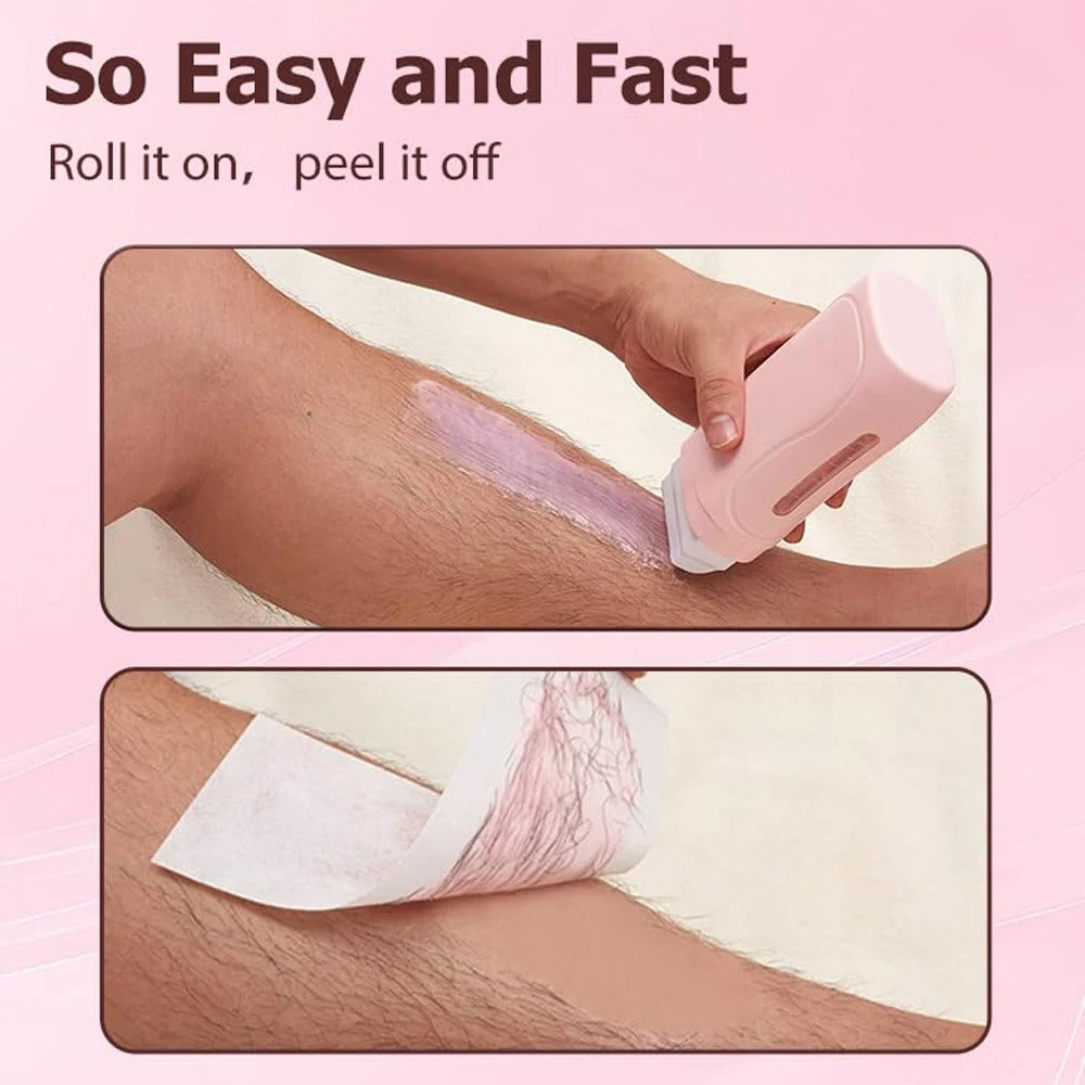 Wax Heater Kit 3in1 | Roll-on Hair Removal Kit With Heater, Wax Refill & Strips